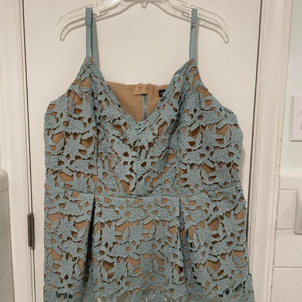 City-chic Women's Blue and Green Crop-top